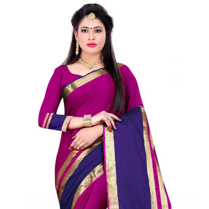 Roneclick Women's Jacquard Woven Saree With Unstitched Blouse 5.5Mtr (Purple)