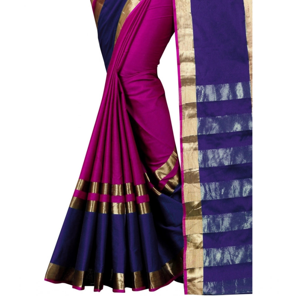 Roneclick Women's Jacquard Woven Saree With Unstitched Blouse 5.5Mtr (Purple)