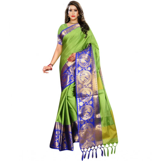 Roneclick Women's Jacquard Woven Saree With Unstitched Blouse 5.5Mtr (Green)