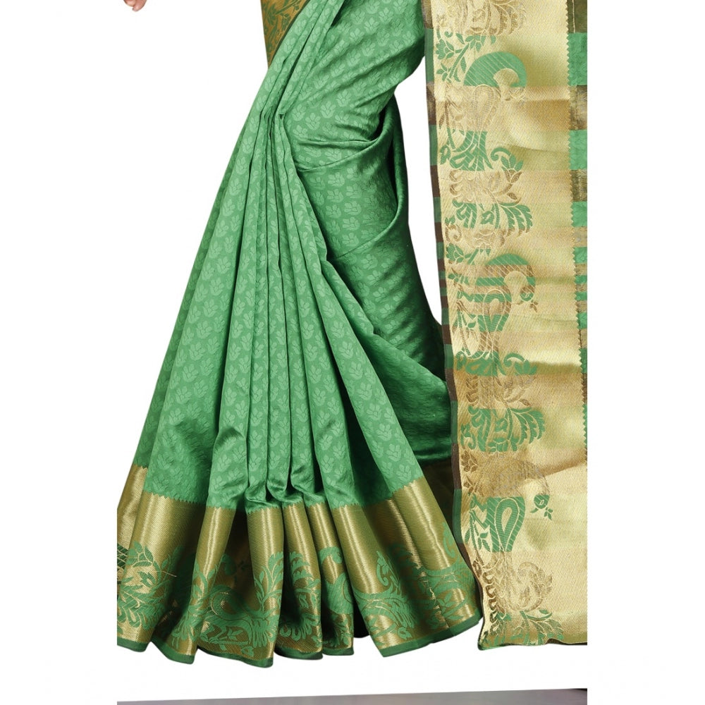 Roneclick Women's Jacquard Woven Saree With Unstitched Blouse 5.5Mtr (Green)