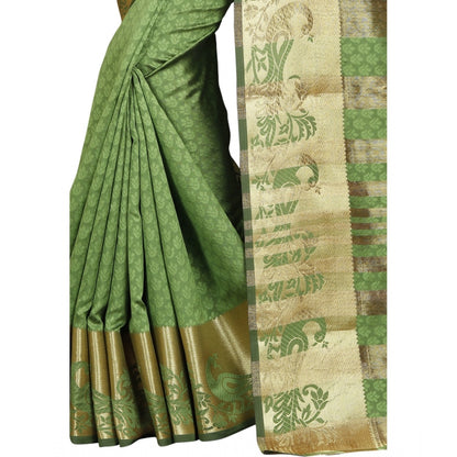 Roneclick Women's Jacquard Woven Saree With Unstitched Blouse 5.5Mtr (Green)