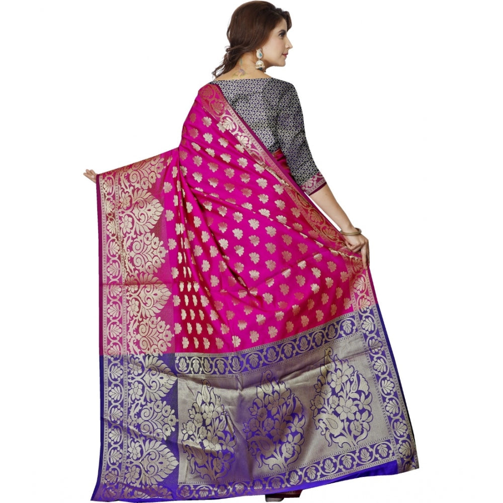 Roneclick Women's Jacquard Woven Saree With Unstitched Blouse 5.5Mtr (Magenta)