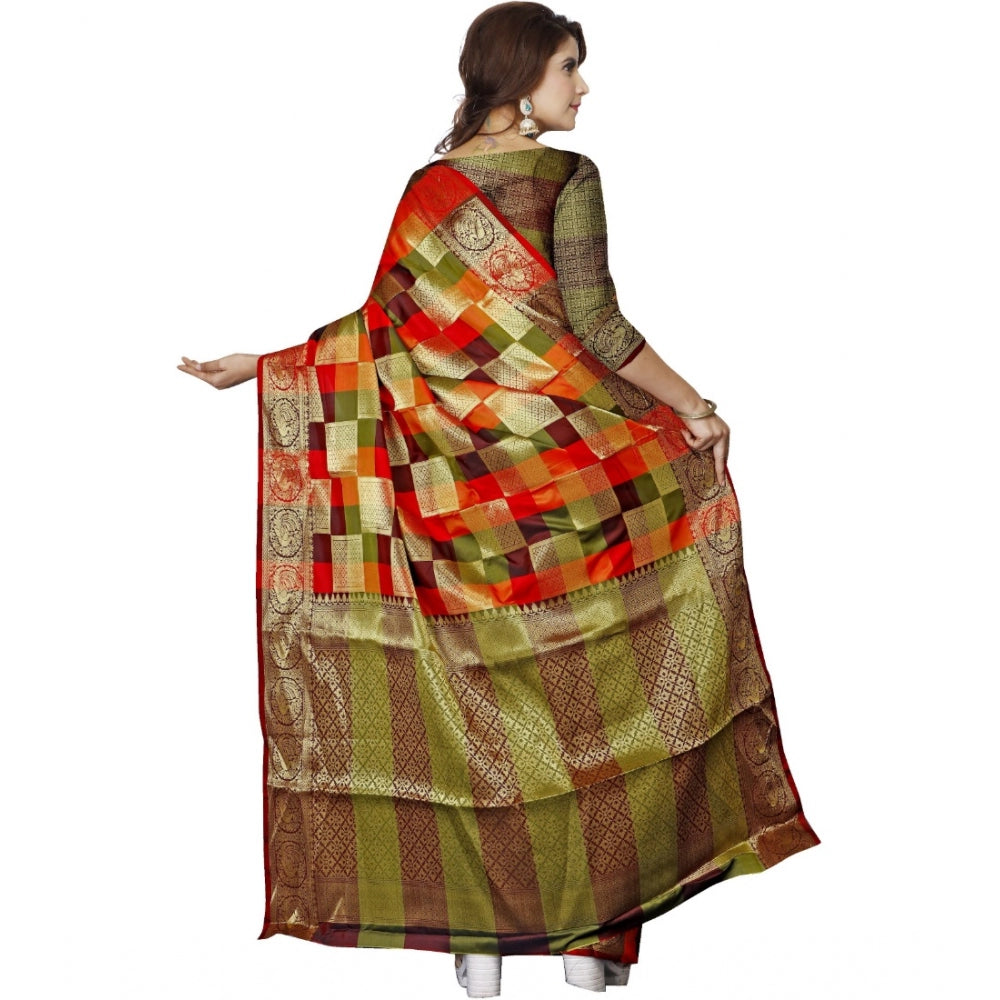 Roneclick Women's Jacquard Woven Saree With Unstitched Blouse 5.5Mtr (Multicolor)