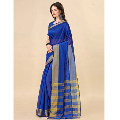 Roneclick Women's Cotton Silk Striped Saree With Unstitched Blouse 5.5Mtr (Multicolor)