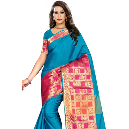 Roneclick Women's Jacquard Woven Saree With Unstitched Blouse 5.5Mtr (Multicolor)