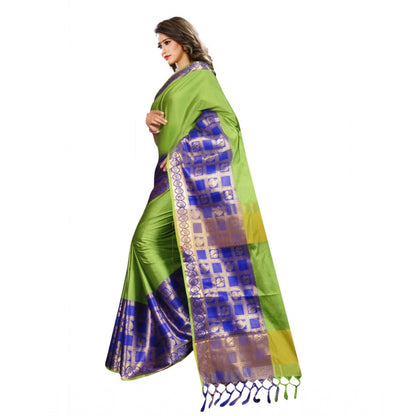 Roneclick Women's Jacquard Woven Saree With Unstitched Blouse 5.5Mtr (Green)