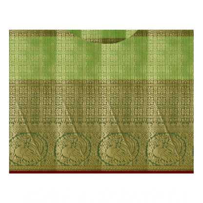 Roneclick Women's Jacquard Woven Saree With Unstitched Blouse 5.5Mtr (Green)