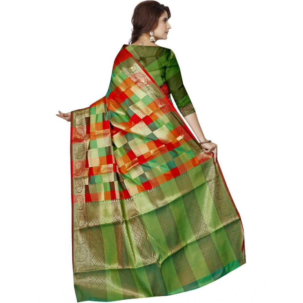 Roneclick Women's Jacquard Woven Saree With Unstitched Blouse 5.5Mtr (Green)