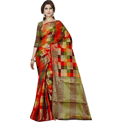 Roneclick Women's Jacquard Woven Saree With Unstitched Blouse 5.5Mtr (Multicolor)