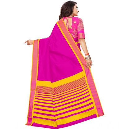 Roneclick Women's Jacquard Woven Saree With Unstitched Blouse 5.5Mtr (Pink)