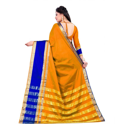 Roneclick Women's Jacquard Woven Saree With Unstitched Blouse 5.5Mtr (Mustard)