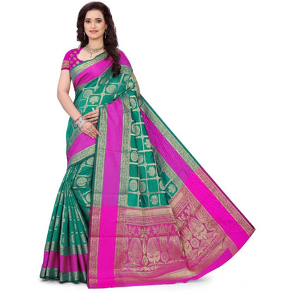 Roneclick Women's Jacquard Woven Saree With Unstitched Blouse 5.5Mtr (Light Green)