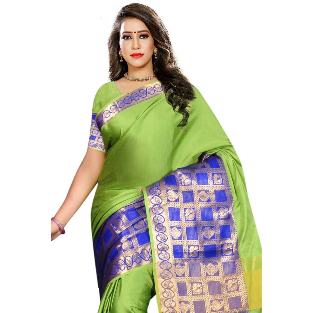 Roneclick Women's Jacquard Woven Saree With Unstitched Blouse 5.5Mtr (Green)