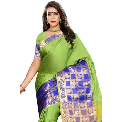 Roneclick Women's Jacquard Woven Saree With Unstitched Blouse 5.5Mtr (Green)