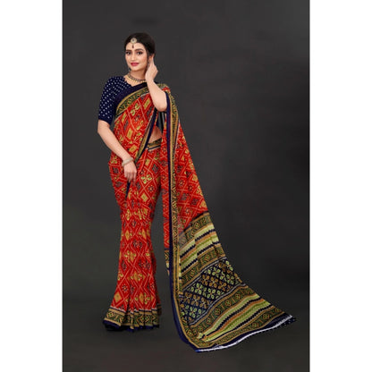 Roneclick Women's Georgette Floral Print Saree With Unstitched Blouse 5.5Mtr (Multicolor)