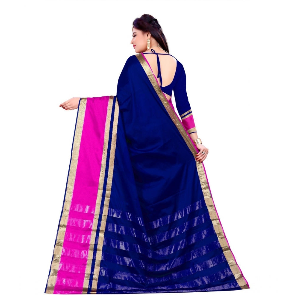 Roneclick Women's Jacquard Woven Saree With Unstitched Blouse 5.5Mtr (Blue)