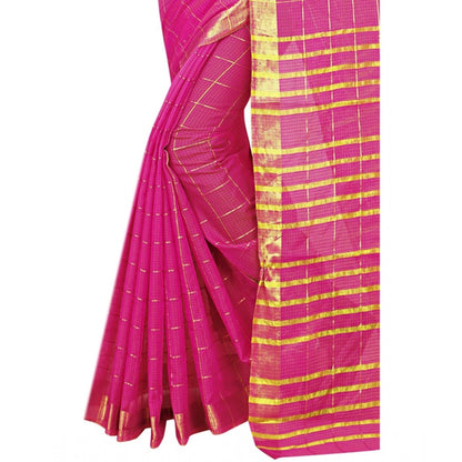 Roneclick Women's Jacquard Woven Saree With Unstitched Blouse 5.5Mtr (Pink)