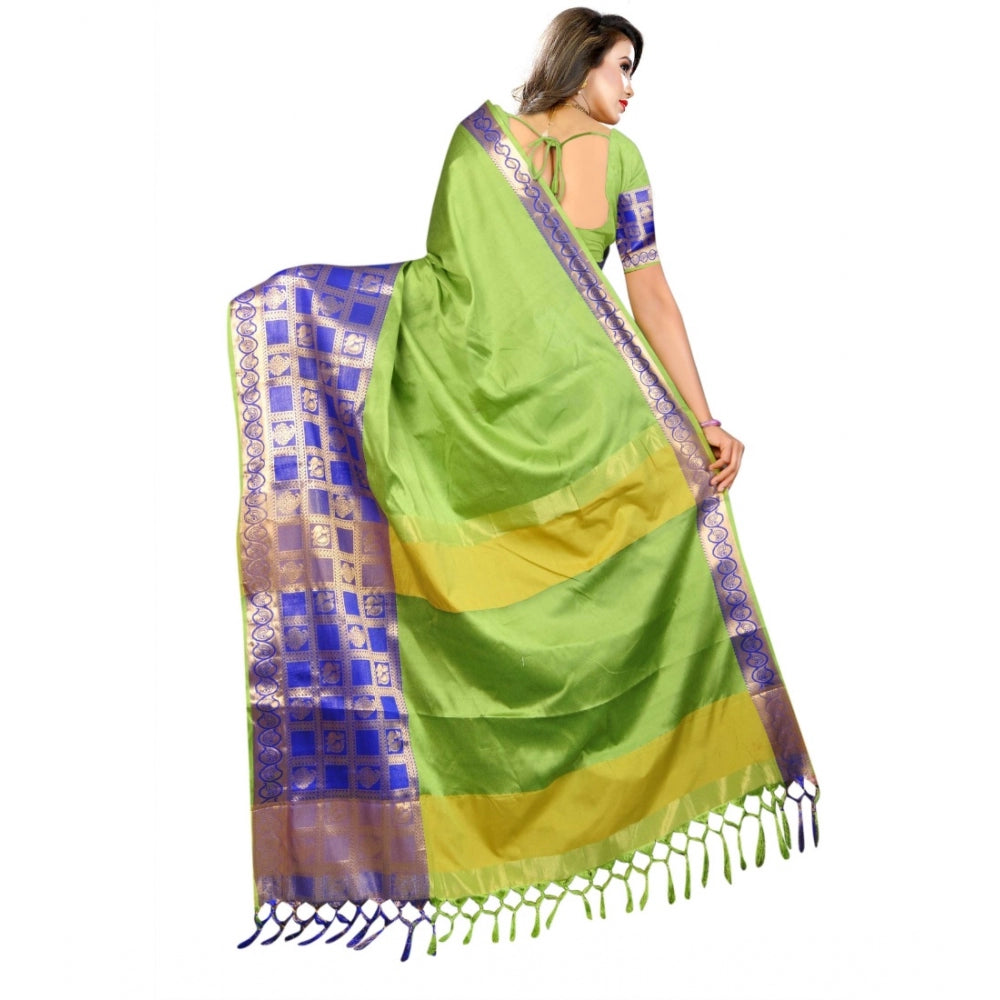 Roneclick Women's Jacquard Woven Saree With Unstitched Blouse 5.5Mtr (Green)