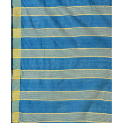 Roneclick Women's Cotton Silk Striped Saree With Unstitched Blouse 5.5Mtr (Light Blue)