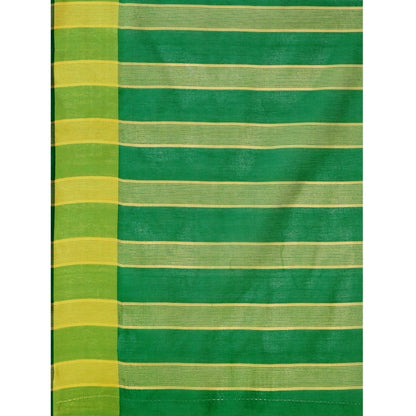 Roneclick Women's Cotton Silk Striped Saree With Unstitched Blouse 5.5Mtr (Green)