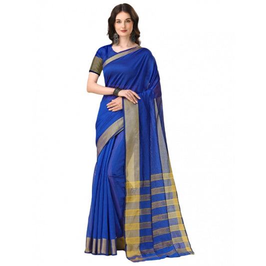 Roneclick Women's Cotton Silk Striped Saree With Unstitched Blouse 5.5Mtr (Multicolor)