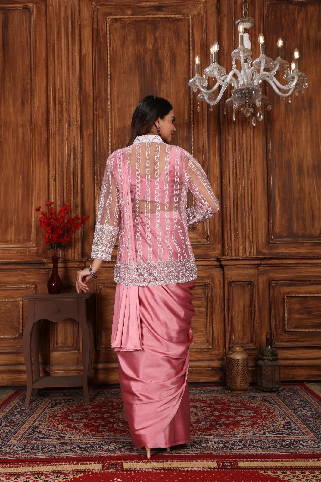 Pink Designer Soft Silk Ready to Wear Saree