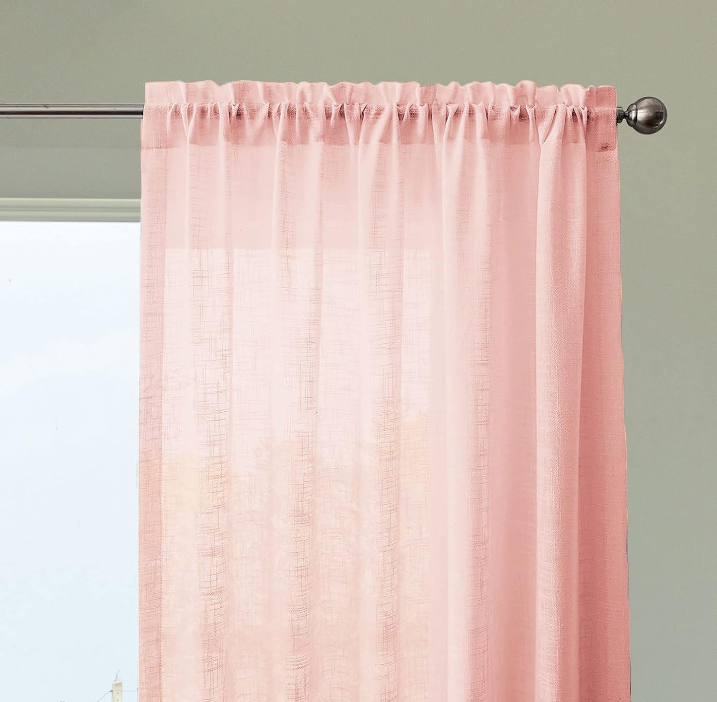 Seasons Cotton Sheer Curtains 5 Feet Long Set of 2,Baby Pink