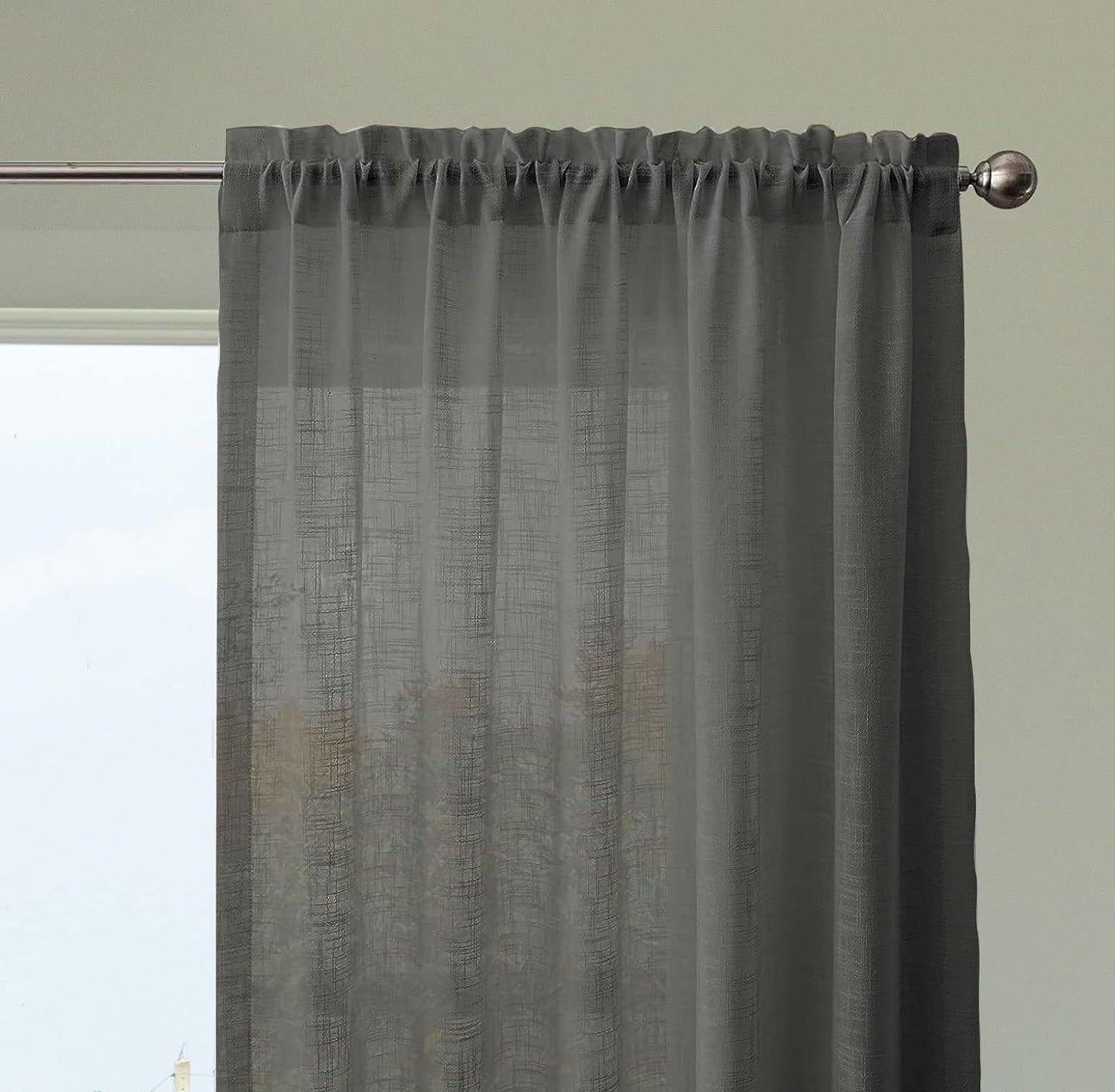 Seasons Cotton Sheer Curtains Window 5 Feet Grey