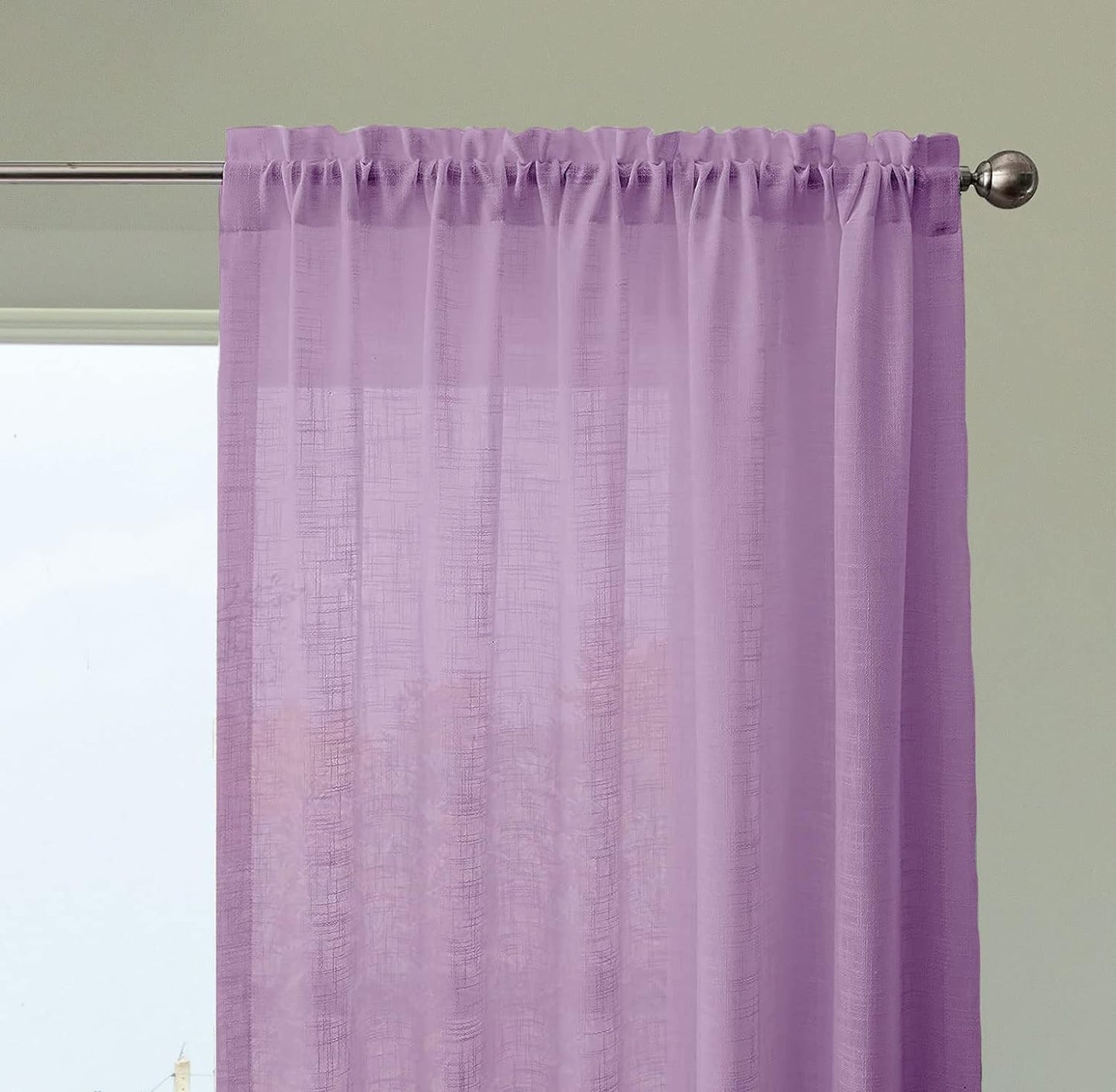 Seasons Sheer Cotton Curtains 5 Feet Long, Purple