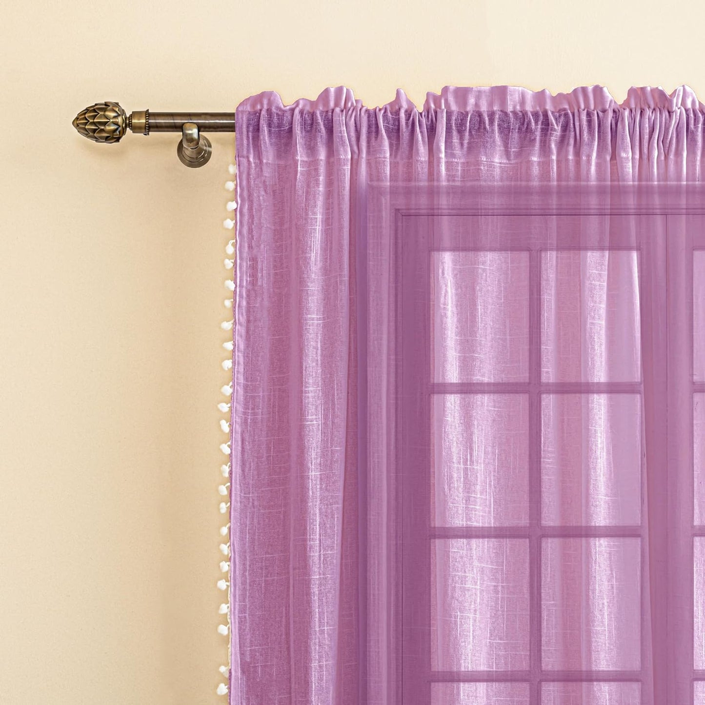 Seasons Solid Cotton Linen Curtain Window 5 Feet, Purple