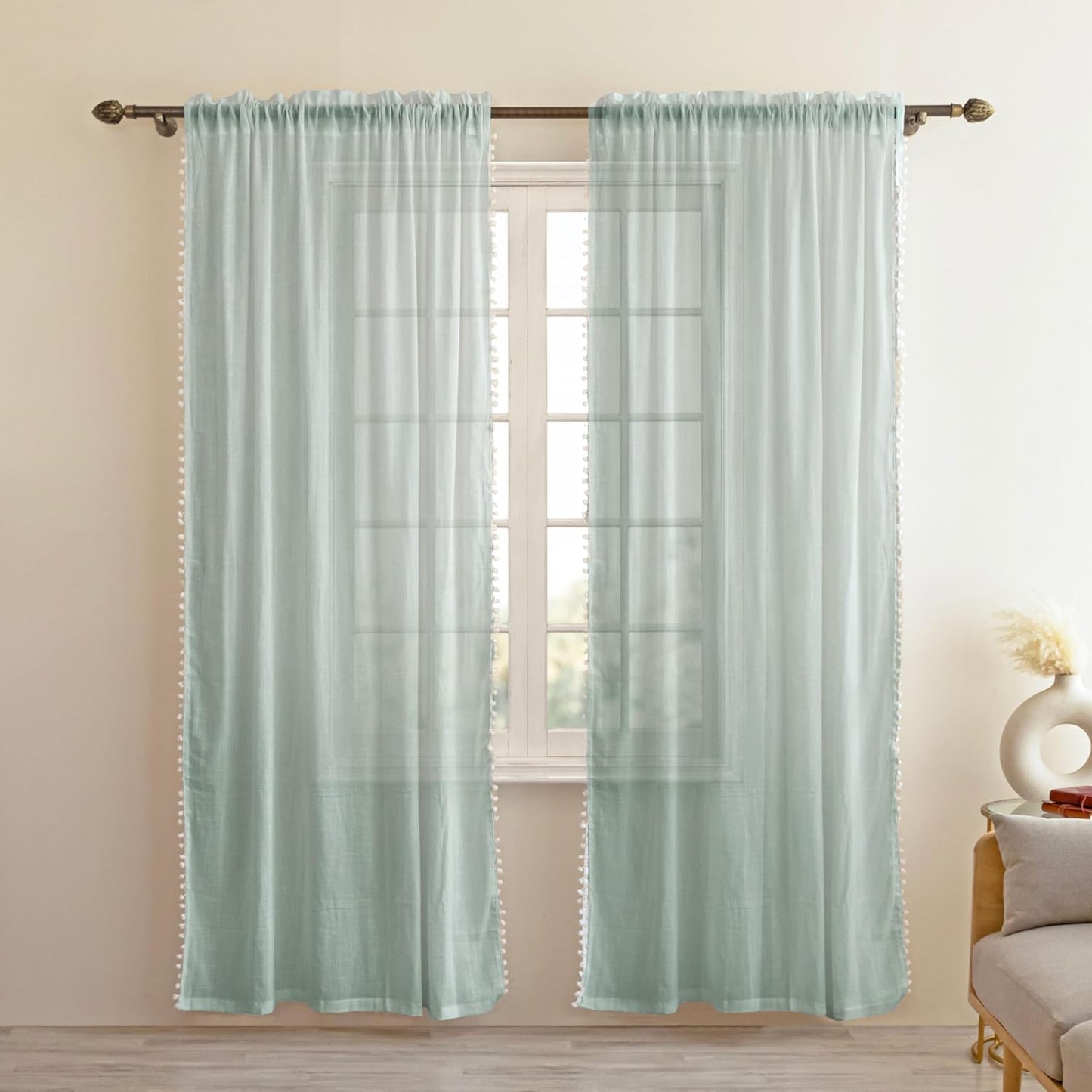 Seasons Sheer Curtains 5 Feet Drapes, Silver Grey