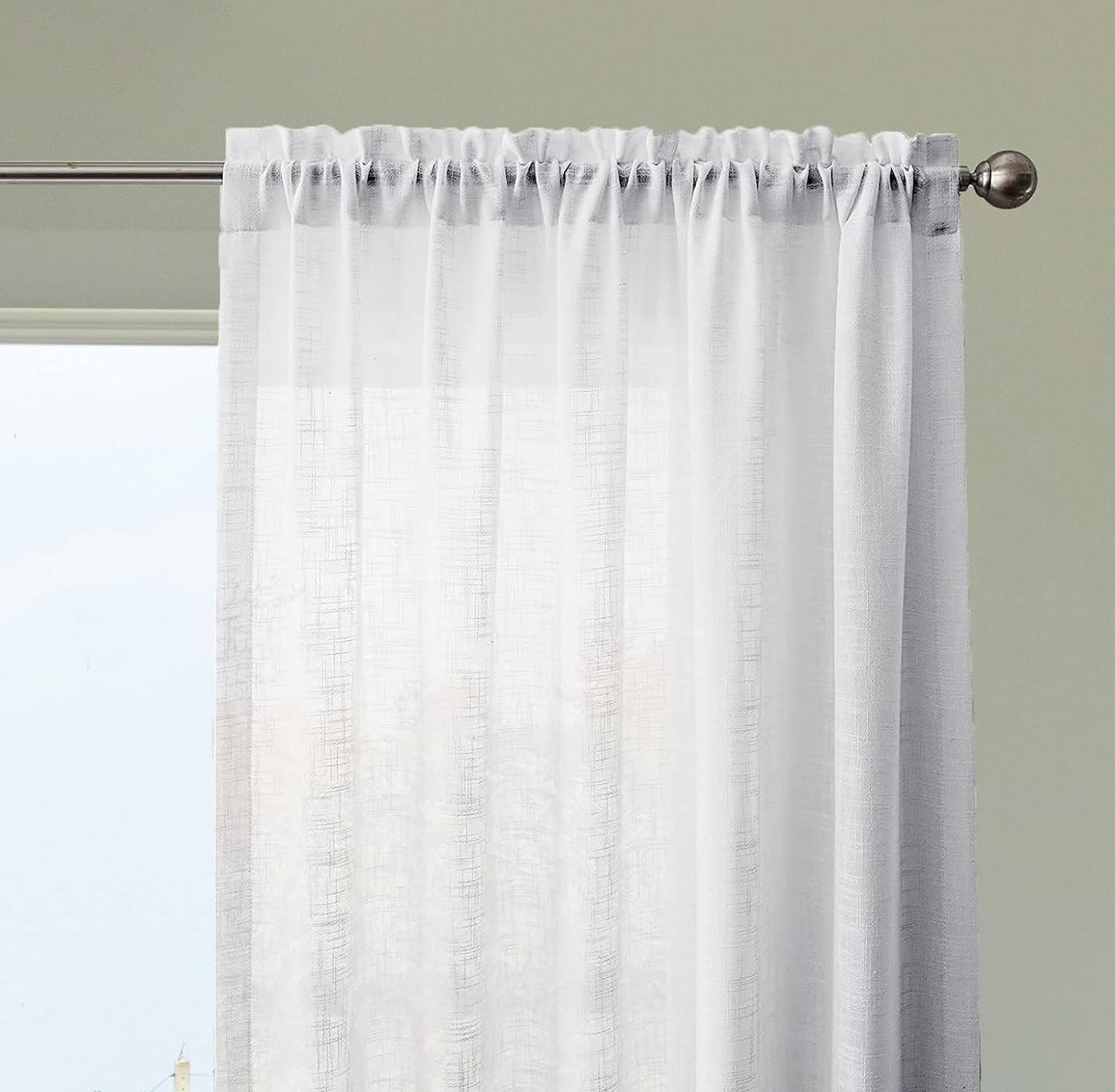 Seasons Cotton Sheer Curtains 5 Feet Window, White