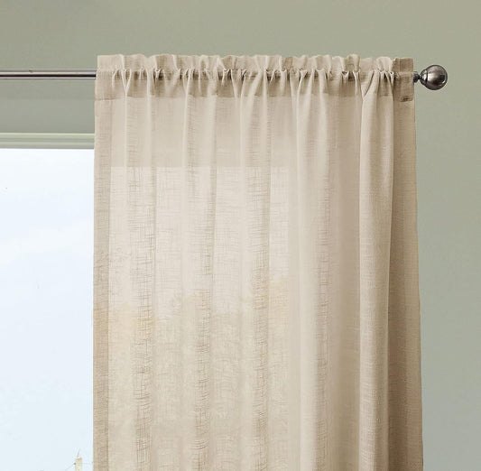 Seasons Sheer Curtains 7 Feet Long Door Set of 2, Beige