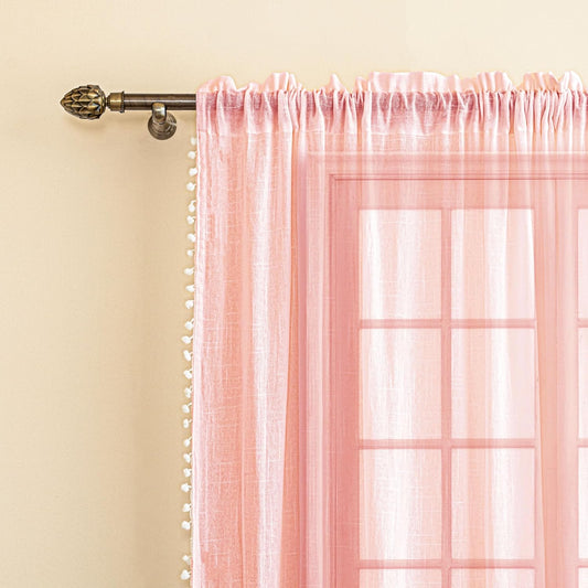 Seasons Curtains for Long Door Semi Transparent 8 Feet, Baby Pink