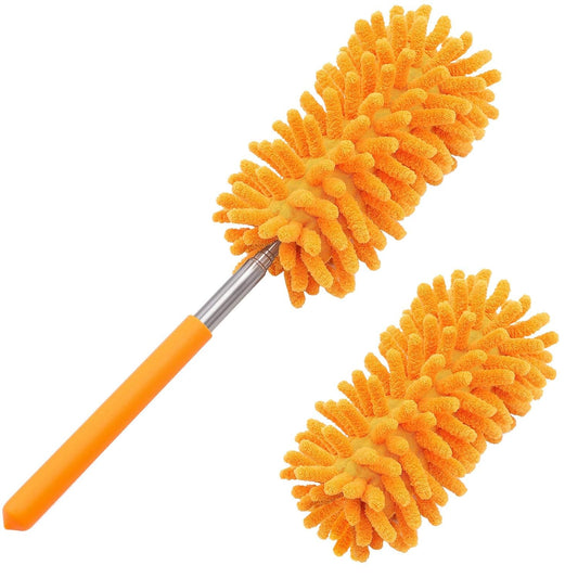 Seasons Duster for Cleaning, Tukuos Hand Washable Dusters with 2pcs Replaceable Microfiber Head, Extendable Pole, Detachable Cleaning Brush Tool for Office, Car, Window, Furniture, Ceiling Fan