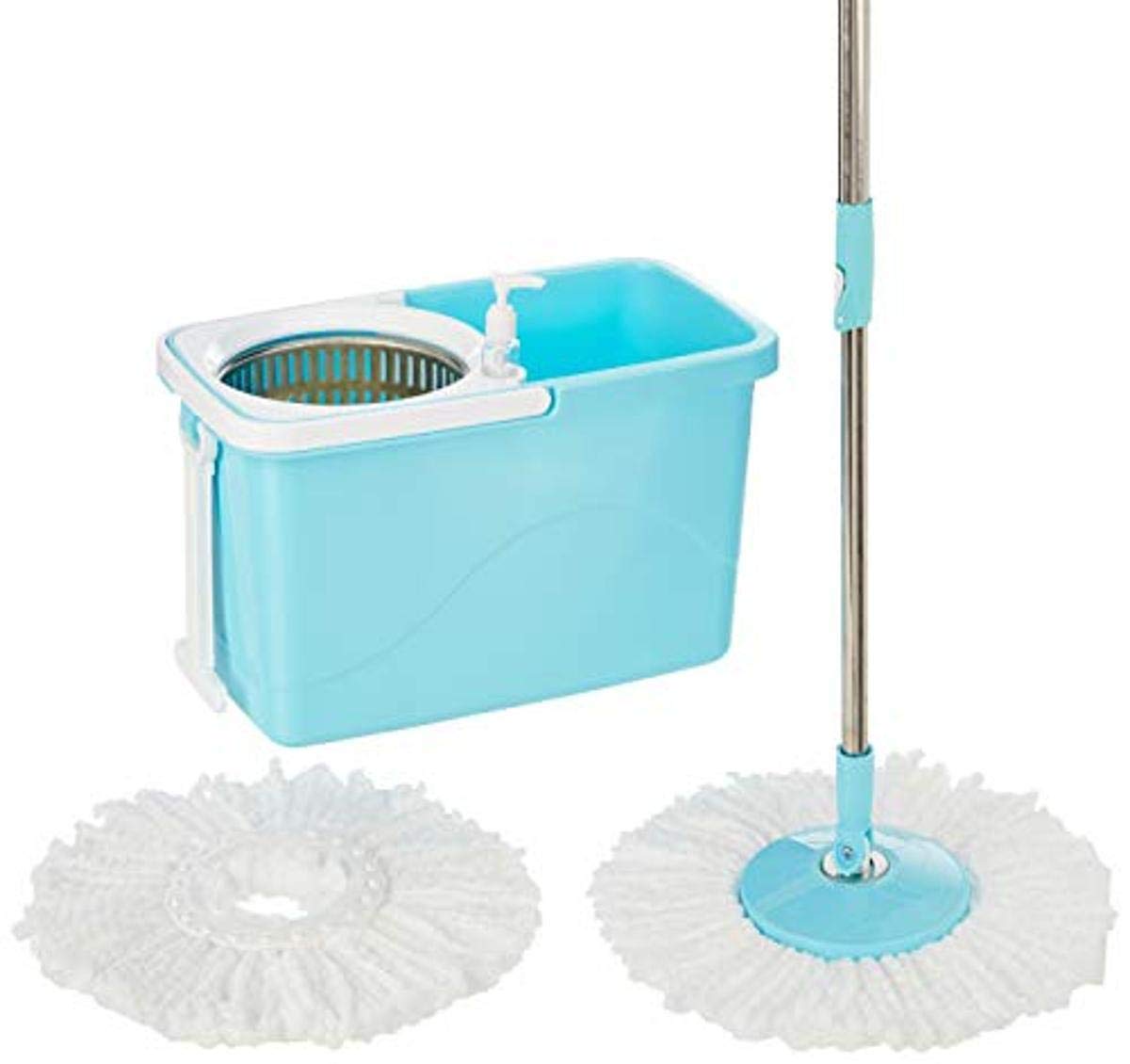 Seasons Spin Mop Rectangular Bucket With Steel Basket and Wheels