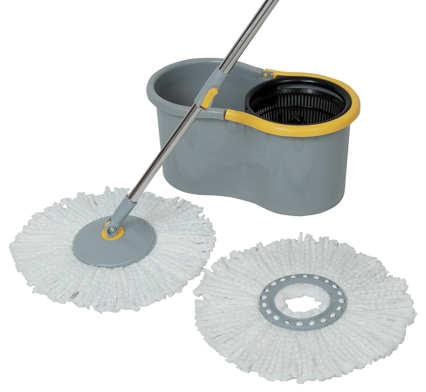 Seasons 360° Spin Mop Set with Easy Wheels and Additional Refill,Grey