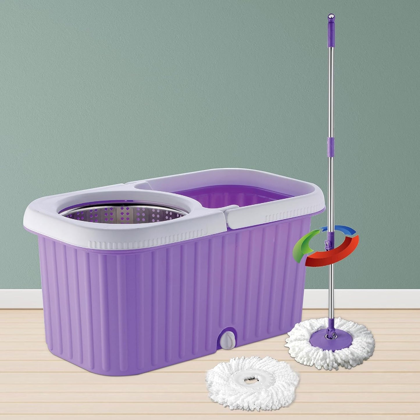 Seasons ABS Plastic Mop With Stainless Steel Wringer Basket, Multicolor