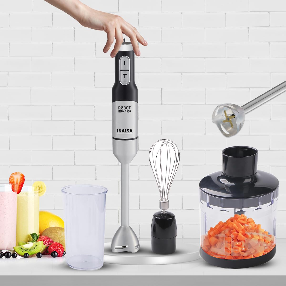 Inalsa by Inalsa Robot Inox 1500 1500 W Hand Blender  (Black|Silver)