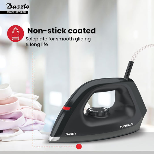 HAVELLS by Havells Dazzle 1100 W Dry Iron  (Black)