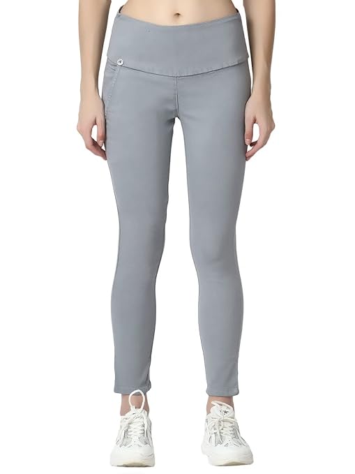 Grey Skinny Fit High Waist Ankle Length Jeggings