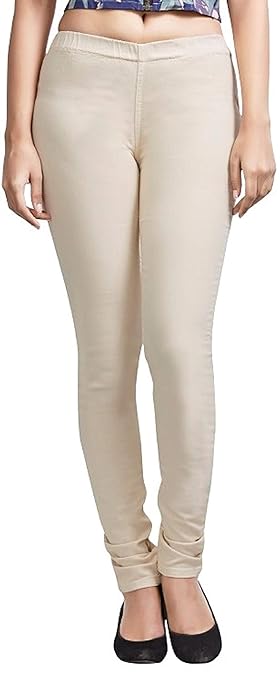 Classy Womens Beige Slim Fit Denim Stretchable Jeggings