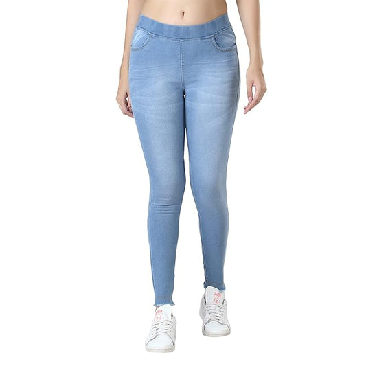 Blue Stretchable High Rise Denim Jegging