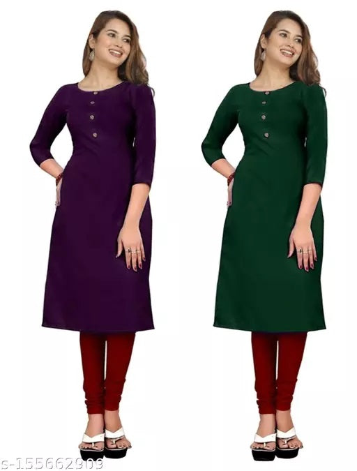 Stylish Multi Crepe 3/4 Sleeves Combo Kurta