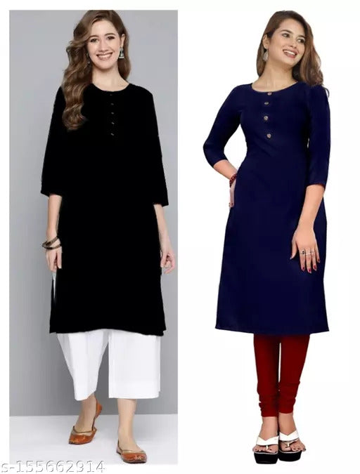 Combo Classic Multi Crepe 3/4 Sleeves Kurta