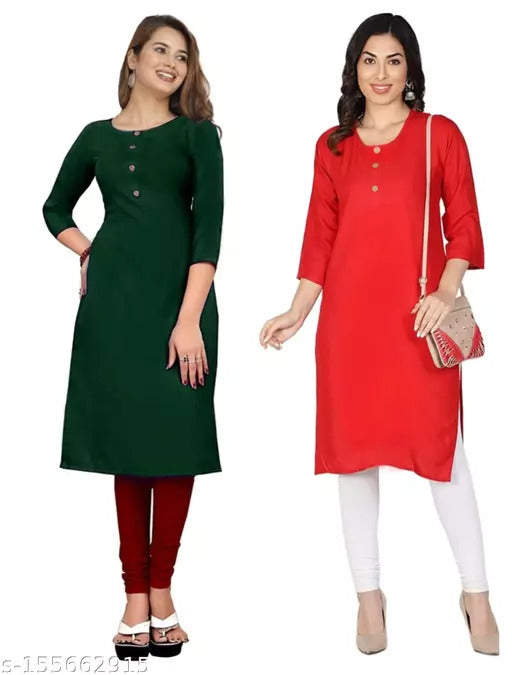 Combo 2 Multi Crepe 3/4 Sleeves Kurta