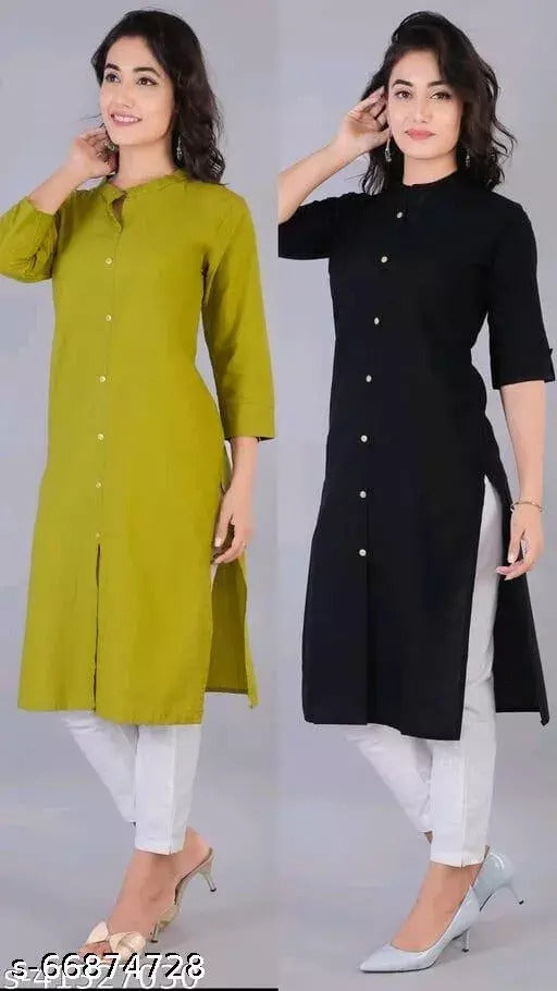 Combo Pack 2 Cotton Slub Kurti For Women