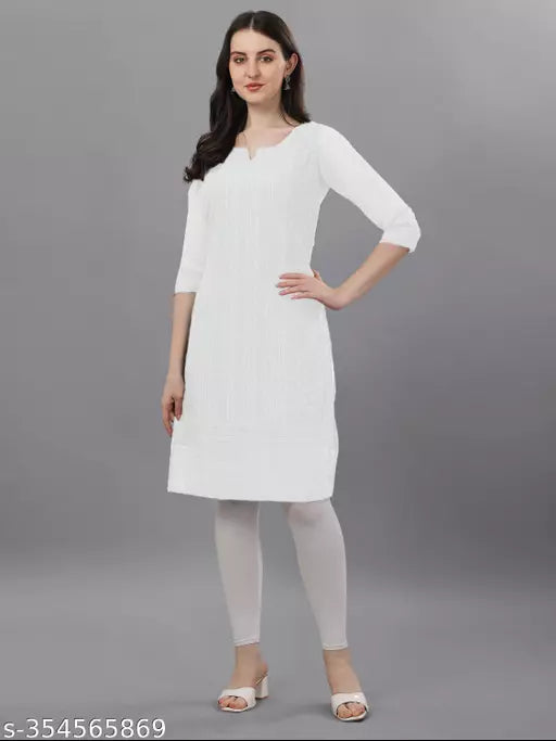 Classy White Women Chikankari Kurti