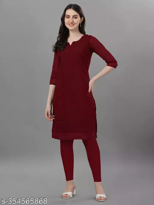 Classy Maroon Women Chikankari Kurti