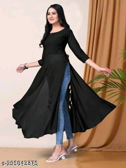 Best Black Women Georgette A-Line Kurti